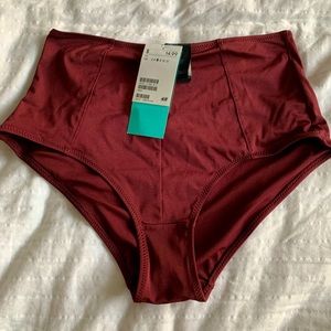 Burgundy H&M Swimwear Briefs High Waist